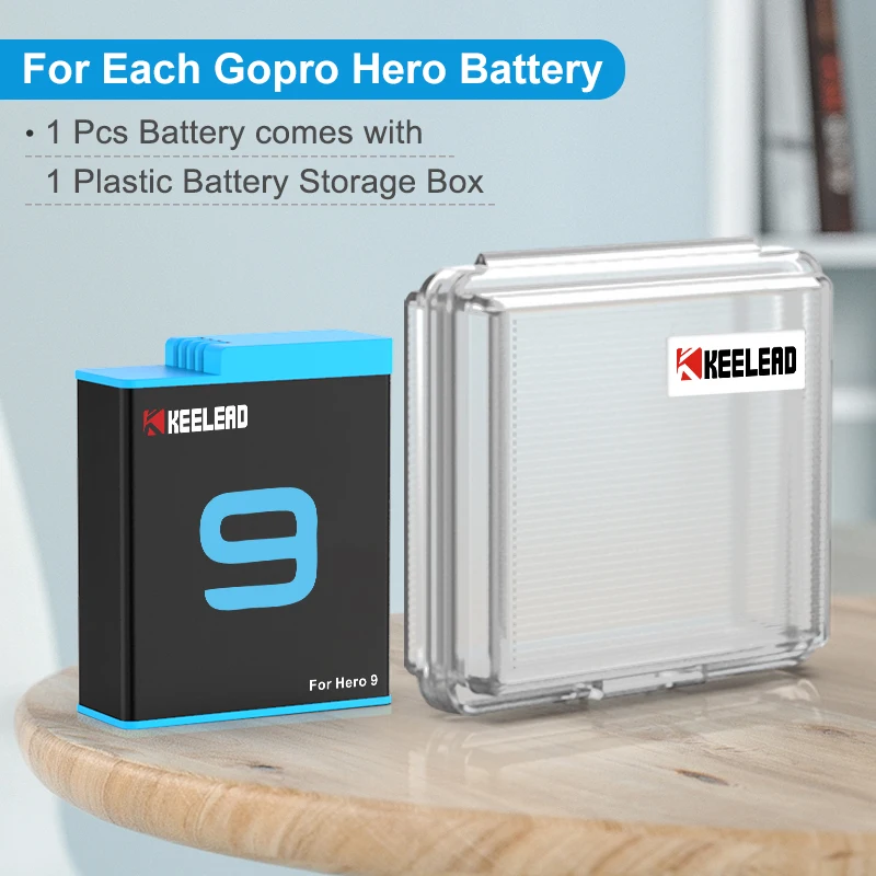 Original KEELEAD Battery For GoPro Action Sports Camera 1750mAh 3-Ways Fast Charger Go Pro Hero 9 8 7 6 10 Black Accessories | Электроника