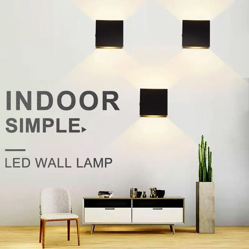 

LED Aluminium Wall Light Rail Project Square LED COB Decoration Wall Source Room Lamp Bedside Night Light L5O8