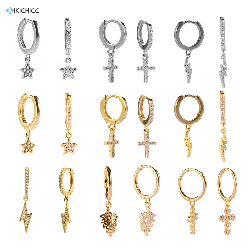 

Kikichicc 2020 простые серьги-капли из стерлингового серебра 925 пробы золотистого и красного цвета, тонкие Круглые Женские петли, пирсинг Фианит, ц...