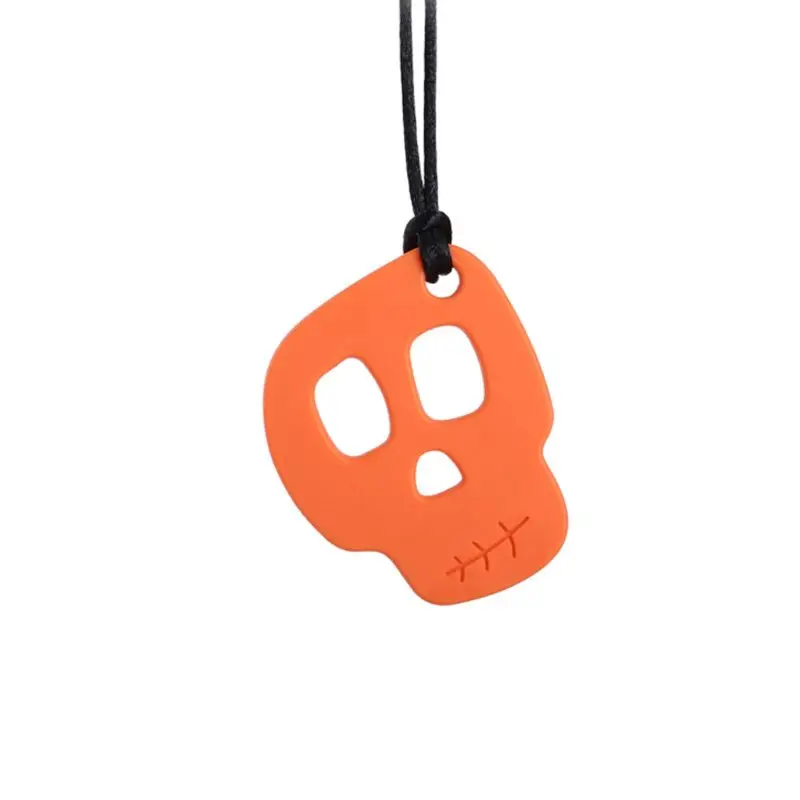 Type 2-Orange 1 шт. Радужный кирпич робот череп жевательные ожерелья аутичные Детские Силиконовые Прорезыватели аутизм сенсорные жевательные игрушки - Цвет: Type 2-Orange