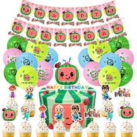 cartoon watermelon bithday party supplies printed balloonsbanner streamer cake toppers party decorations suit kids room decor