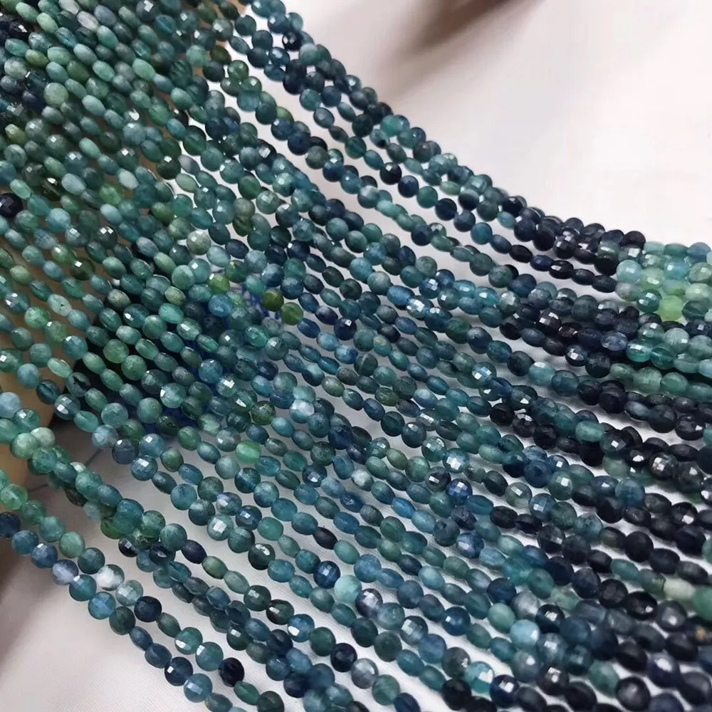 

gradient BLUE tourmaline COIN faceted 4*2mm for DIY jewelry making loose beads FPPJ wholesale beads nature