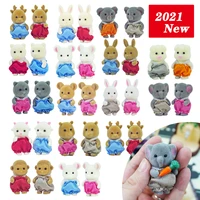 simulation forest animal baby toys rabbit family dolls dollhouse figures collectible toy 4 5cm 112 2pcs furniture set gift