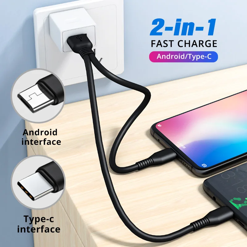 2 в 1 кабель Micro USB C для зарядки Разветвитель короткий типа - Цена: 122.31