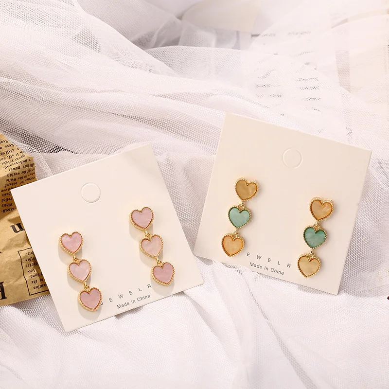 

New Arrival Fashion Colorful Acrylic Earrings for Women Lovely Peach Heart Dangling Exaggerated Brincos Femme 2020