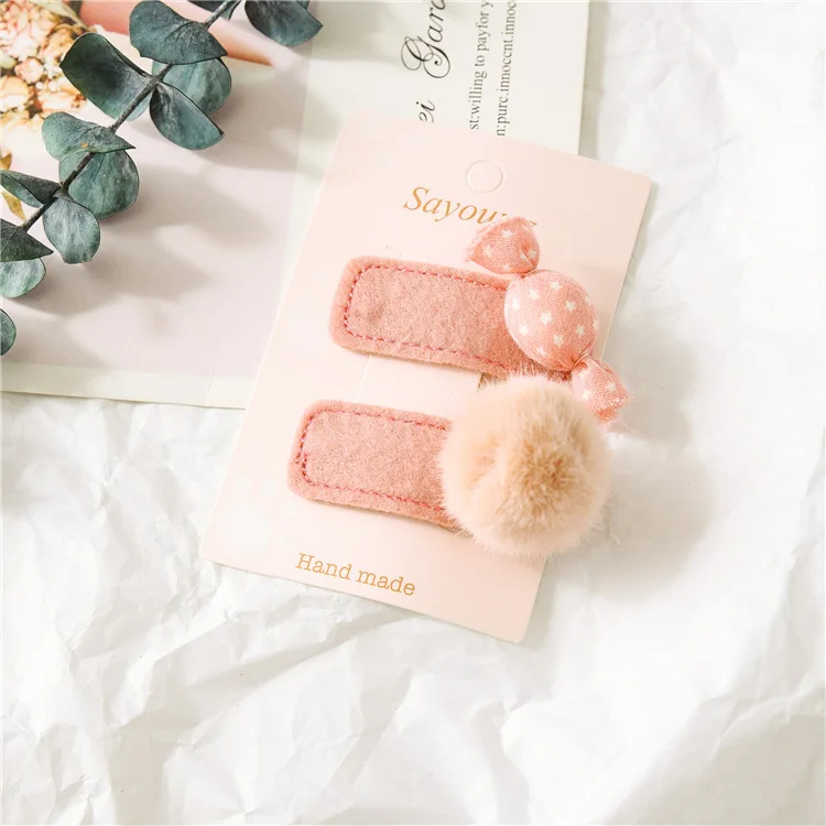 pink 2 шт./партия, новинка, модные заколки для девочек, шар-помпон, заколки, заколки для волос, подарки для детей, заколки для волос, аксессуары для волос - Цвет: pink