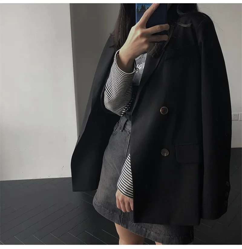 Новинка 2020 весенне-осенний Блейзер повседневный черный свободный костюм в