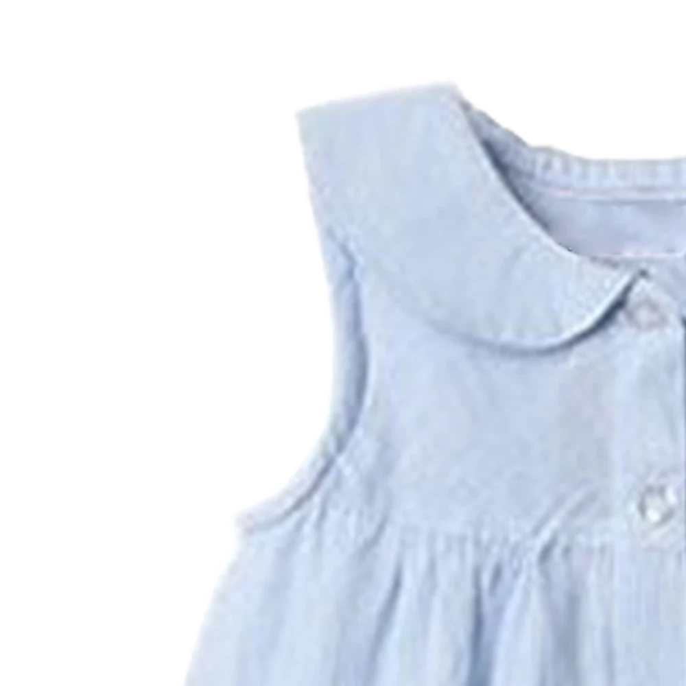 LittleSpring/платья для маленьких девочек Однотонное однобортное платье-майка без