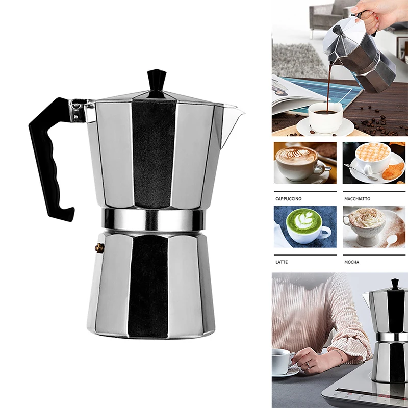 

Coffee Maker Pot Aluminum Mocha Espresso Percolator Pot Coffee Kettle Cafetera Home Outdoor Stovetop Cafe Tools Sliver Red Black