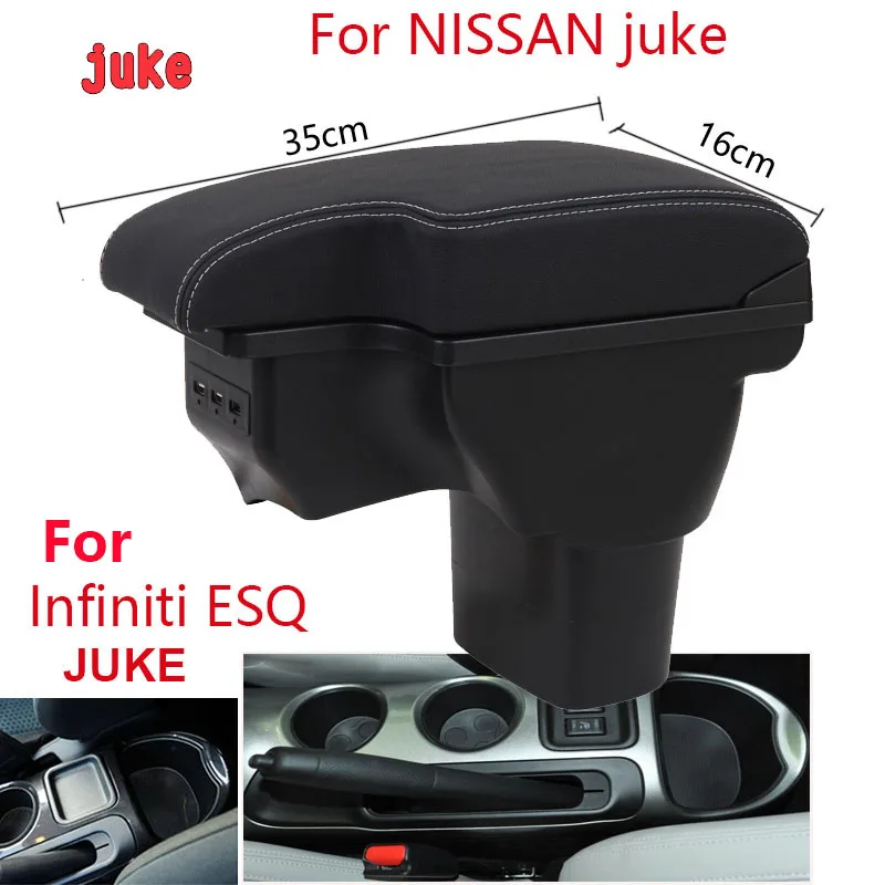 

For NISSAN juke armrest box For Infiniti ESQ car armrest 2010-2019 accessories interior storage retrofit parts storage USB LED