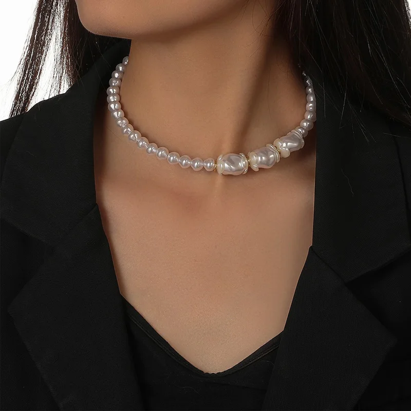 

Elegant Luxury Baroque Pearl Necklaces For Women 2021 New Fashion Exaggerated Hip Hop Opening Collar Weddings Jewelry Party Gift