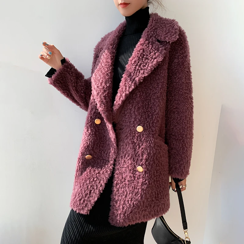 GOURS Winter Genuine Shearling Jackets for Women Fashion Natural Wool Real Fur Long Overcoats Thick Warm 2020 New Arrival LD2517