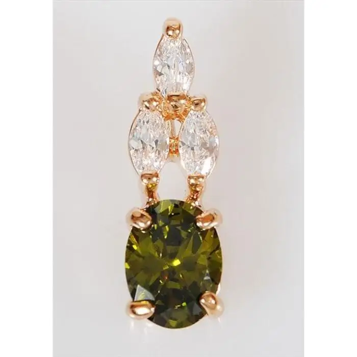 Подвеска с перидотом Кабошон в цирконах| |