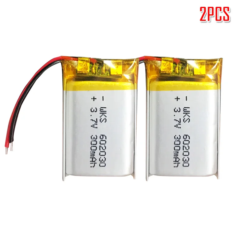 300mAh 3,7 V 602030 литиевая полимерная аккумуляторная батарея для Bluetooth спикера MP3 MP4 Смарт-часы беспроводная карта селфи-палка - Цвет: 2pcs