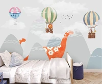 xue su custom wallpaper modern minimalist childrens room hot air balloon mountain dinosaur bedroom cartoon background wall