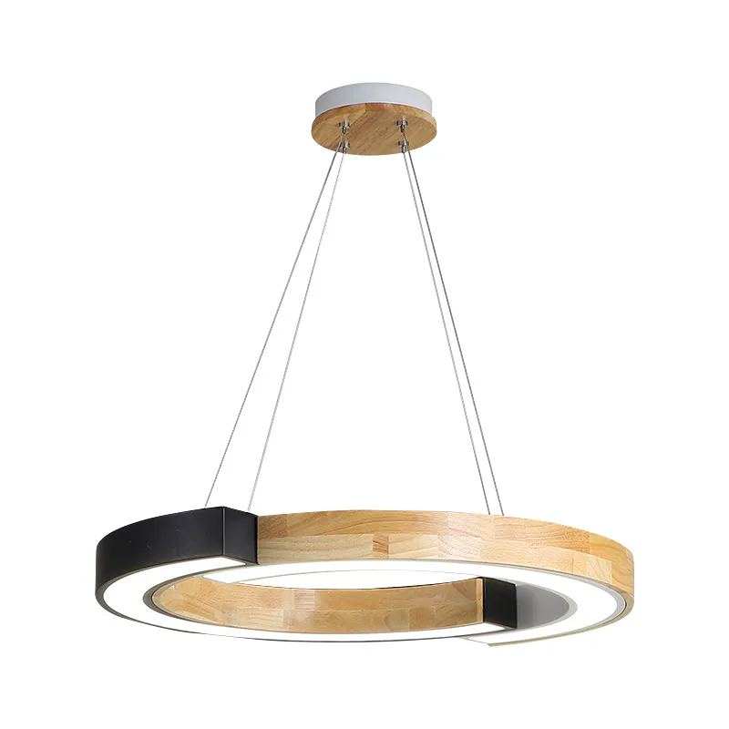 

Nordic minimalist wood art led living room bedroom ceiling lamp creative solid wood modern study corridor office chandelier