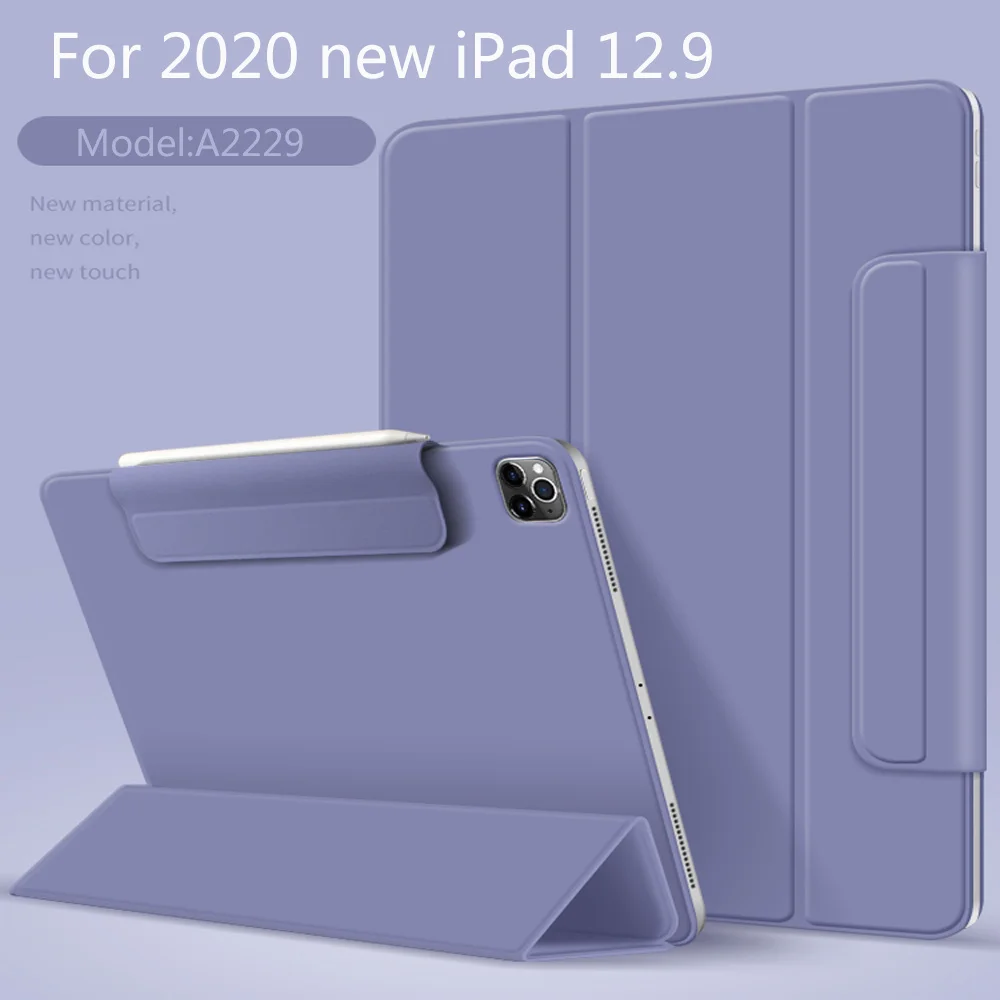 

Умный чехол для iPad Pro 2020, 12,9 дюйма, тройного сложения, Магнитная задняя защита, зажим с пряжкой для iPad Pro12.9 4-го поколения A2229