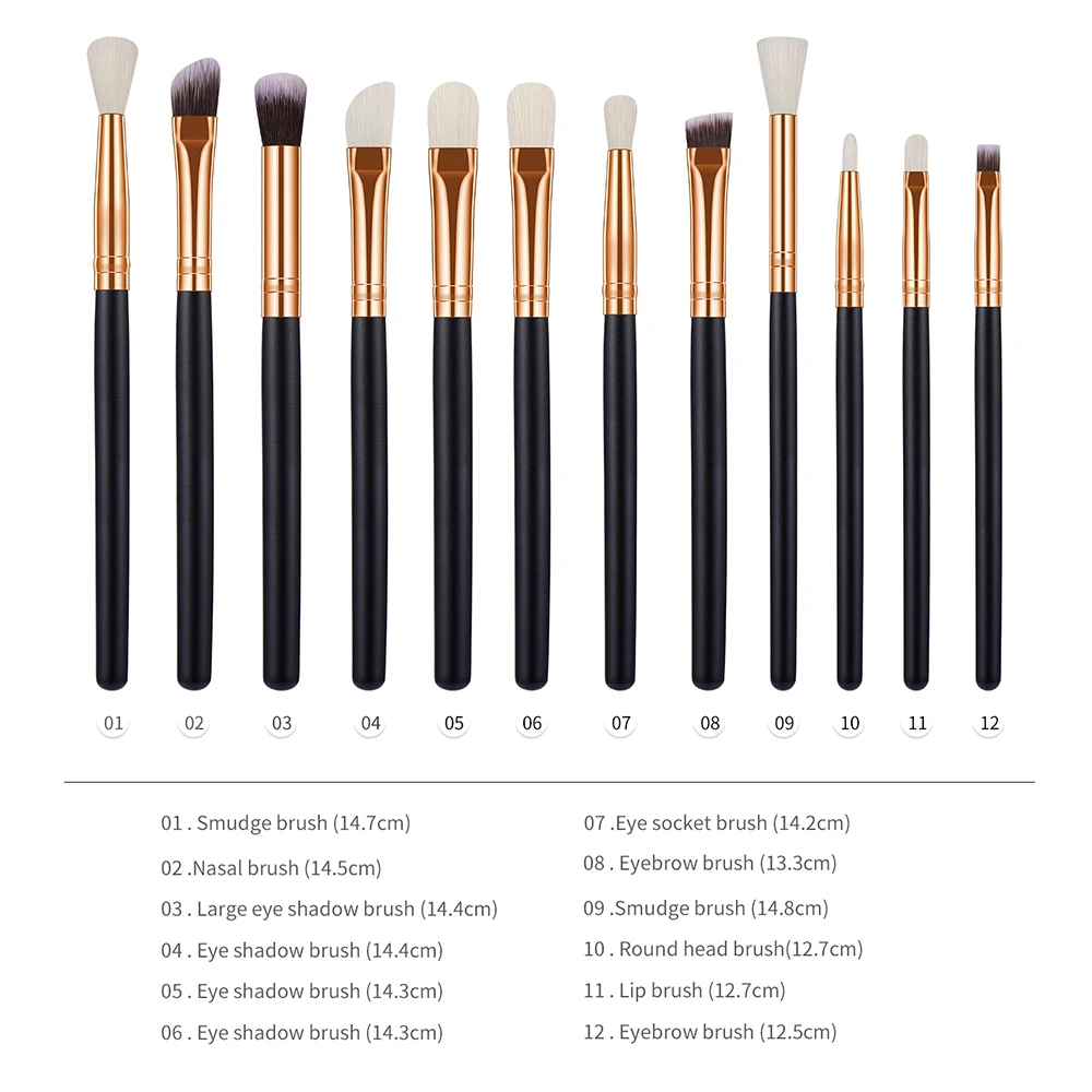 

BANFI 12 Pcs Eye Details Makeup Brushes Sets Eyeshadow Fashion Black Professional Beauty Make Up Tools Kit