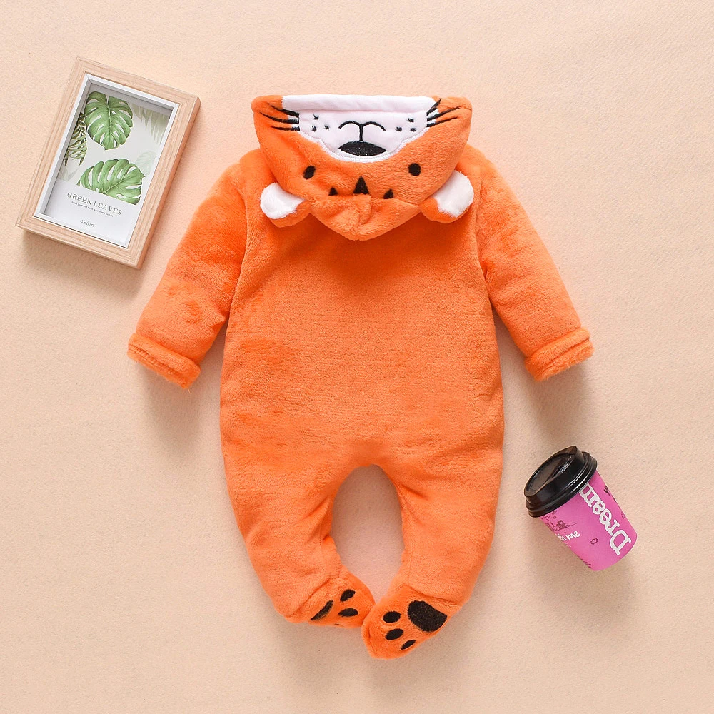 CYSINCOS Winter Warm Infant Jumpsuits Fleece Baby Boy Girl Cute Tiger Outwear Cotton Jackte Newborn Clothes Hooded Coats |
