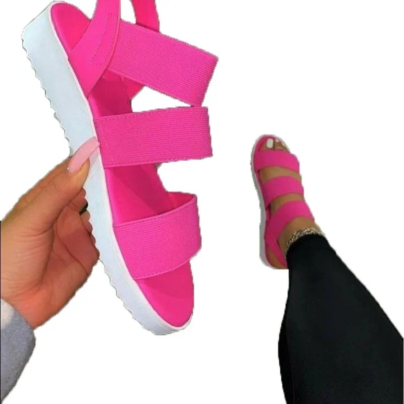

2020 Winter New European and American Large Size Roman Shoes Breathable Lightweight Flat Heel Round Toe Women's Sandals