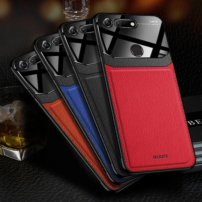 Чехол I coque чехол для HuaWei Honor View V20 V10 на кожаном стекле силиконовый ударопрочный