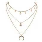 Женское ожерелье с пентаграммой, золотое ожерелье с геометрическим кулоном в форме луны, массивное длинное готическое ожерелье, оптовая продажа
