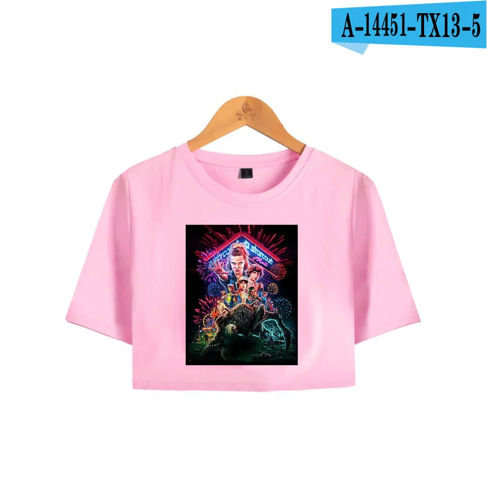 pink Футболка для девочек, футболки с пупками, короткие футболки Harajuku, сексуальные модные летние топы с открытым животом, футболки для женщин - Цвет: pink