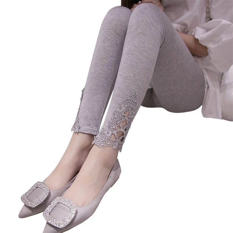 

Women's splicing tights, high elastic cotton knitted or crocheted trousers, anklets, with lace
