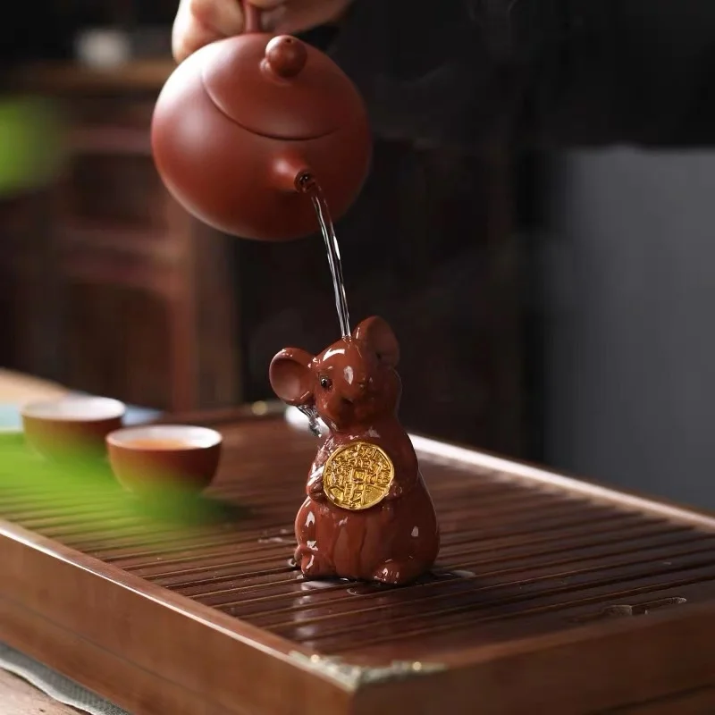 Фиолетовый Глиняный чай для домашних животных крыса Зодиак ремесло чайный