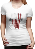 summer 2020 pure cotton breathable tshirt barbell and american flag womens basic short sleeve top crew neck t shirts