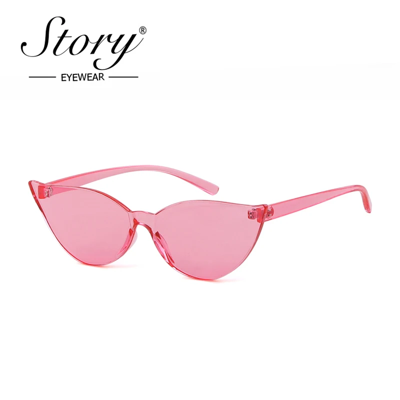 Женские солнцезащитные очки кошачий глаз STORY винтажные цельные без оправы в