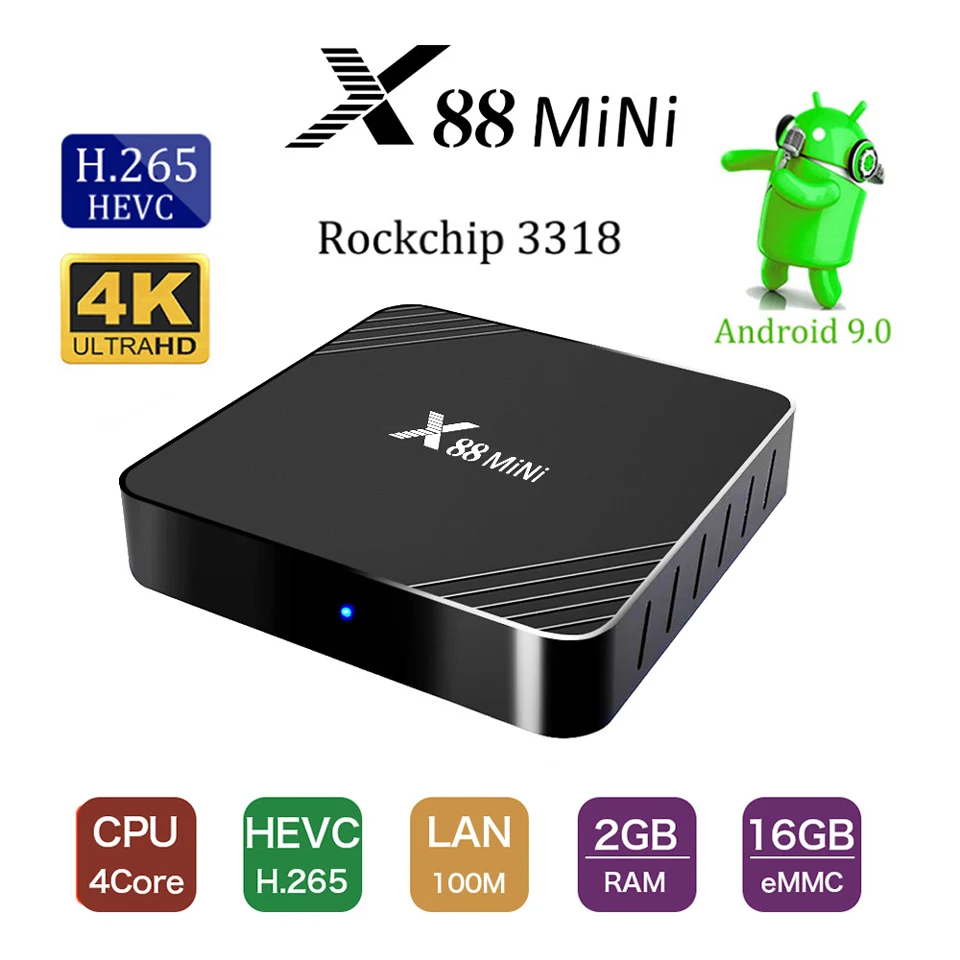 RK3318 4 ядра Смартфон Android 9 0 ТВ коробка Поддержка 2 ГГц Wi Fi Media Player Smart контейнер под