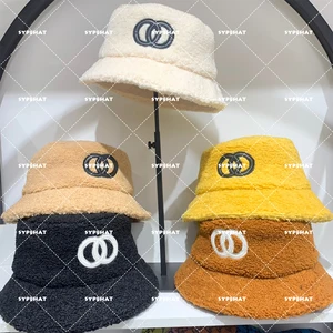 designer lamb faux fur bucket hat winter warm velvet hats for women lady thicken bob panama outdoor fisherman hat caps yf0169 free global shipping