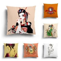 japanese samurai cartoon character animation mask living cushion cover cartoon pillow cover japanese pillow cover home decor