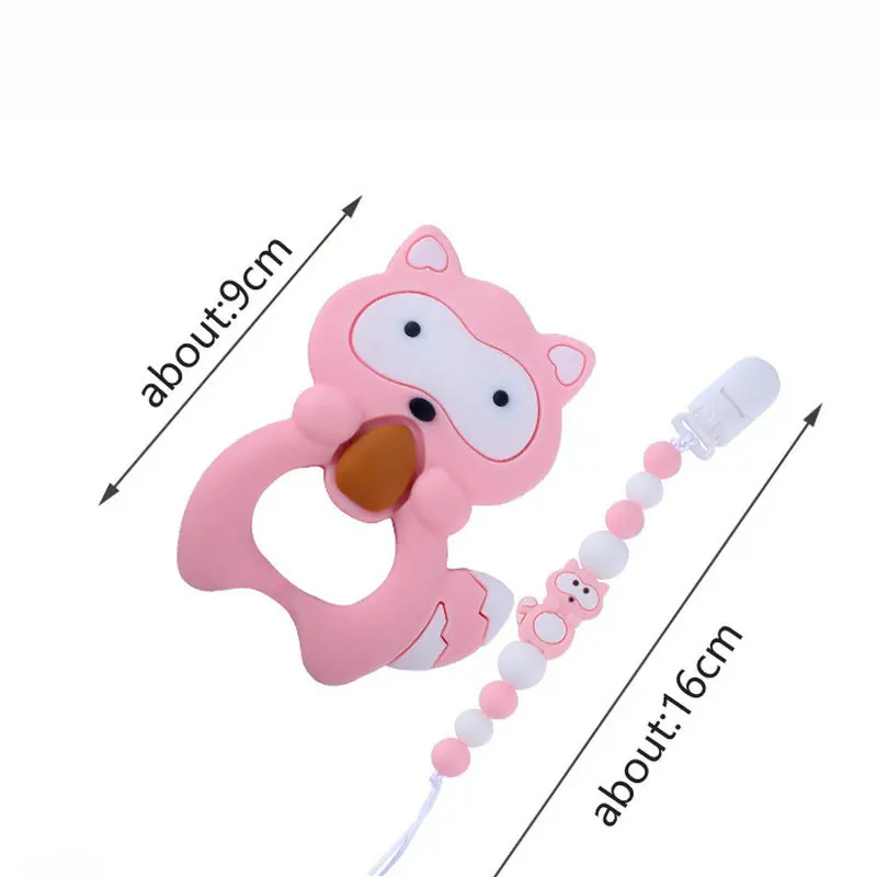 

Baby Silicone Teether Cartoon Koala Raccoon Wood Beads Teething Toy BPA Free DIY Pacifier Chain Clips Hoder