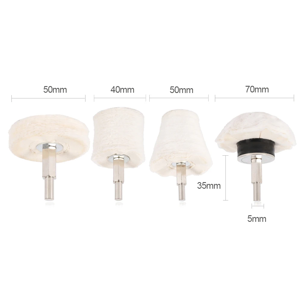 

4PCS Car Polishing Cone Buffing cloth wheel Pad Auto Waxing Wool Polishing Disc Hub Beauty Cleaning Tool For Polisher Adapter