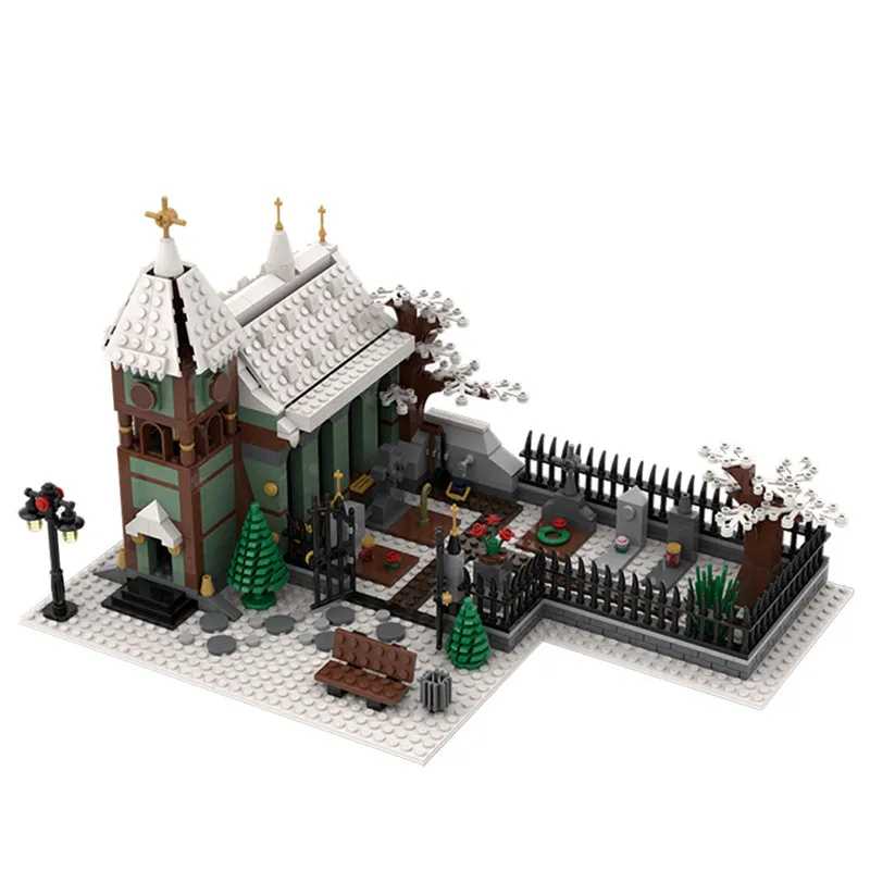 

Christmas Winter Village Holiday Country Church Building Blocks MOC City Street View Architecture Bricks Kids DIY Toys Xmas Gift