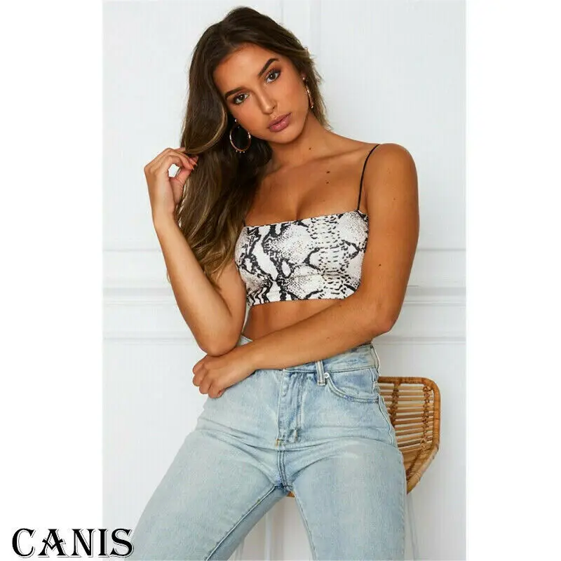 2019 Newest Fashion Sexy Ladies Women Snakeskin Vest pattern Camisole Sleeveless Camis Top | Женская одежда