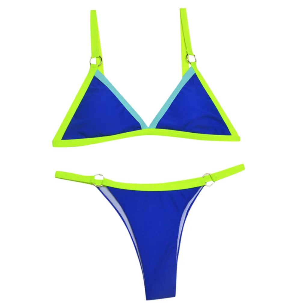 

2021 New European American Solid Color Triangle Bikini Women's Split Swimsuit Wholesale Sexy Sets Ladies Swimwear Bikini Female