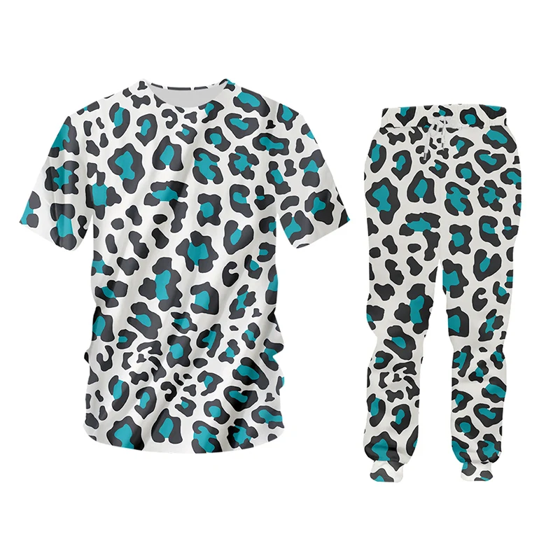 Костюм спортивный OGKB мужской с 3D-принтом худи и штаны леопардовым принтом