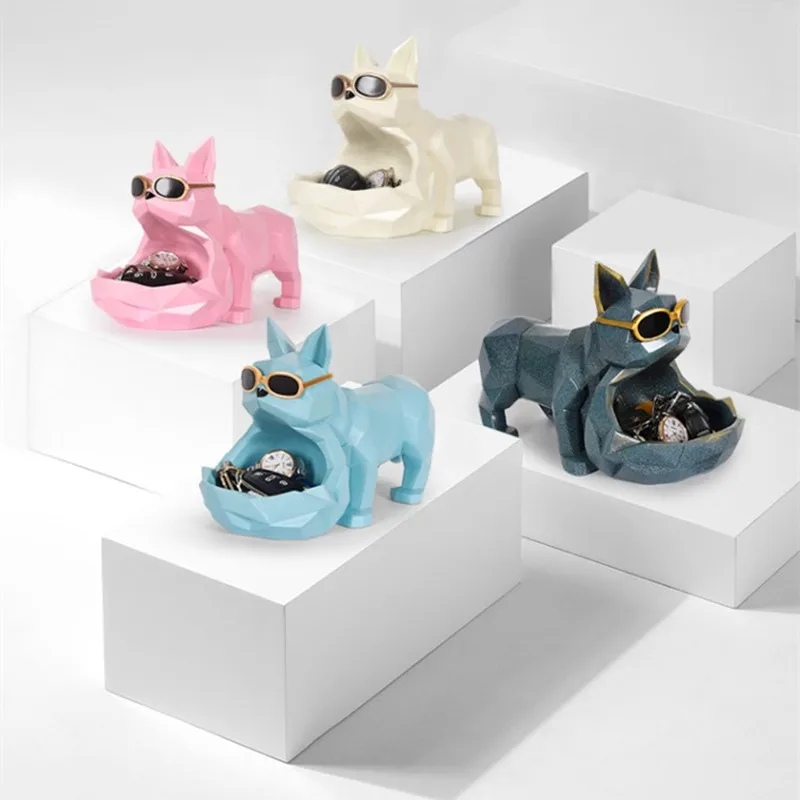 

Nordic Origami Bulldog Candy Box Decoration Lucky Dog Creative Entrance Concealer Disk Door Shoe Cabinet Key Storage Box