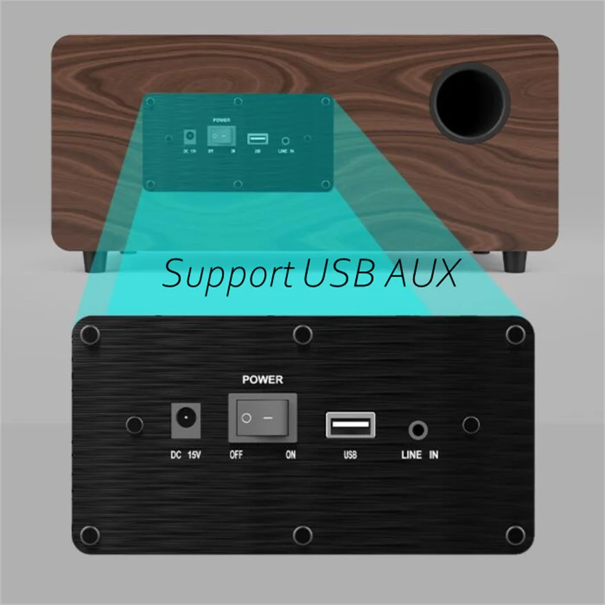 Bluetooth-динамик высокой мощности 36 Вт деревянный Настольный бумбокс Саундбар для