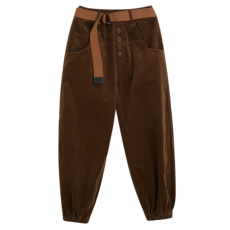 Брюки женские вельветовые однотонные Модные Винтажные плотные теплые шаровары с