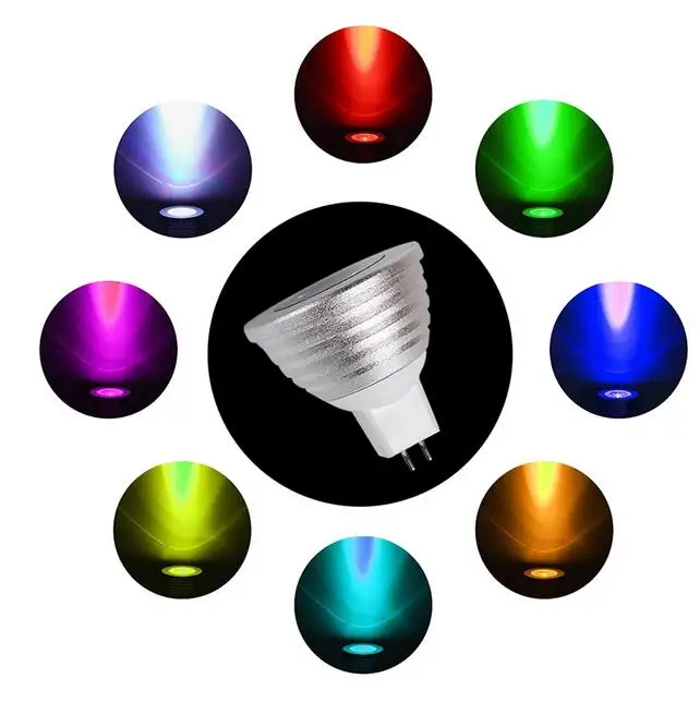 3 Вт E27 gu10 RGB Светодиодная лампа 16 цветов меняющая прожектор с пультом