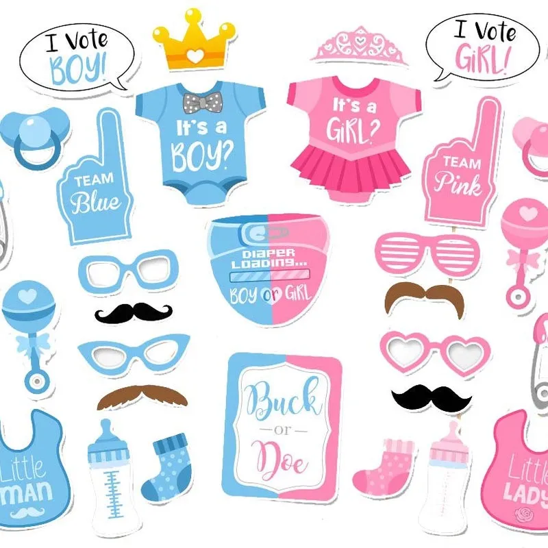 Мальчик девочка пол раскрыть предметы для вечеринки фотобумага детей борода