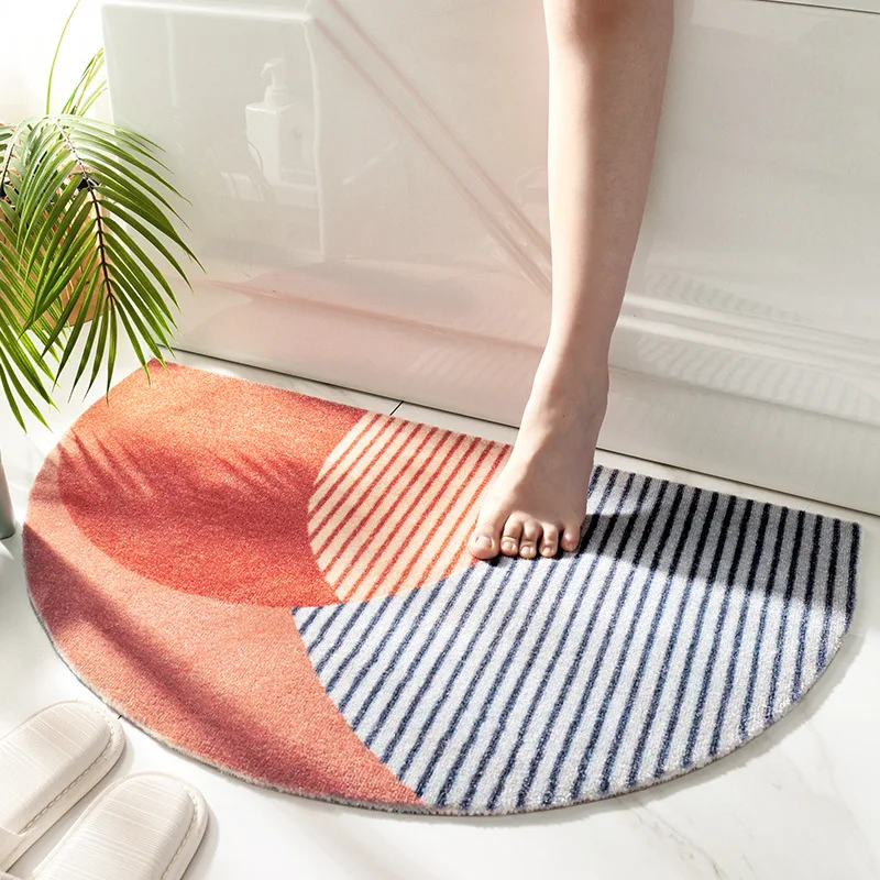 

Modern Creative Geometric Design Bathroom Mat 3 Types Abosrbent Toilet Floor Carpet Washroom Decor Non-Slip Hallway Slipmat