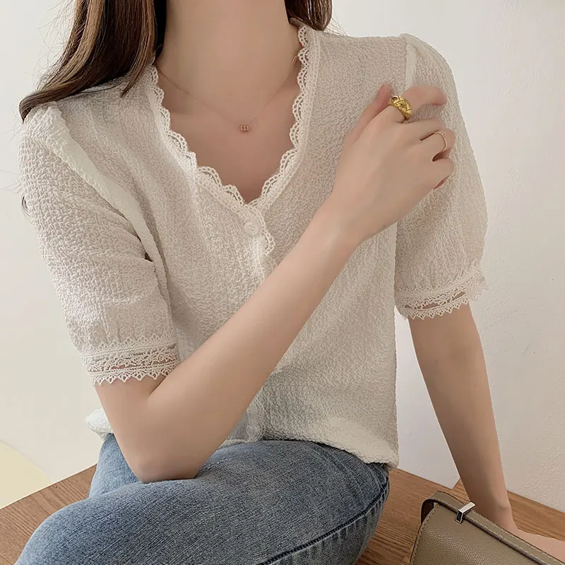 Новинка кружевная винтажная белая рубашка женские топы большого размера женская