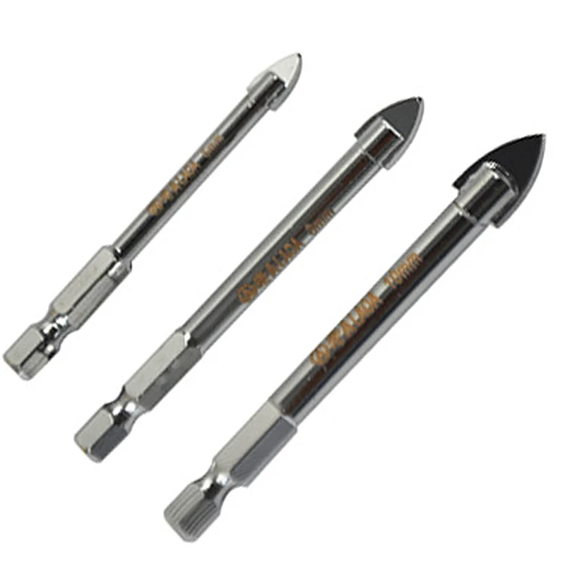 

LAOA 3 шт. 6/8/10 мм сверло с шестигранной головкой для плитки Набор стеклокерамических бетонных отверстий для открывания отверстий сплав треугольник эффективный инструмент для бурения