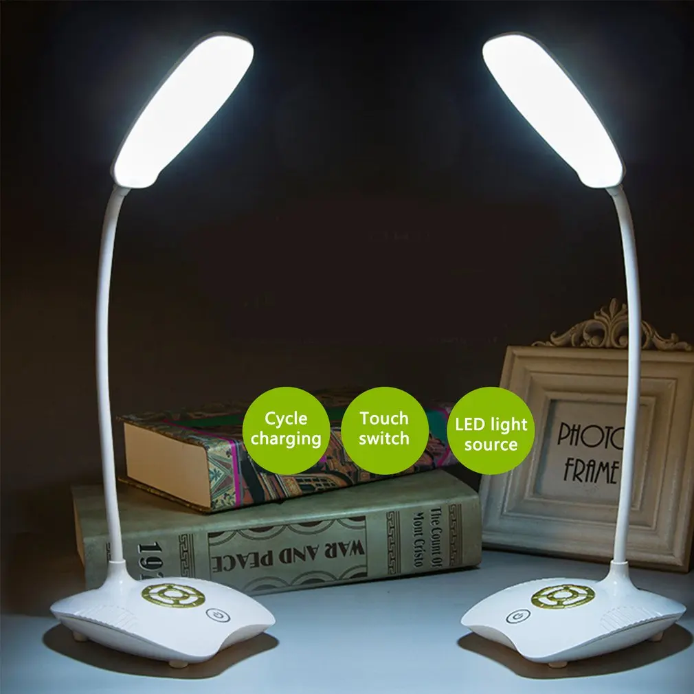 

Приглушаемая Светодиодная настольная лампа с беспроводной зарядкой, 3 уровня яркости, сенсорный светильник для чтения с защитой глаз и заря...