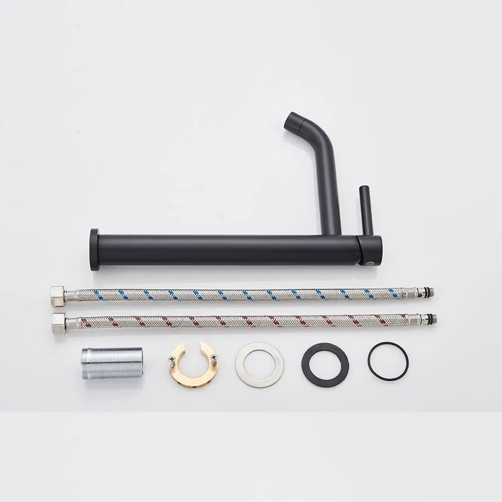 

Black/ Brushed Gold Single Handle Basin Faucet Deck Mount Hot And Cold Mixer Tap Bathroom Faucet Washbasin Air Conditioner